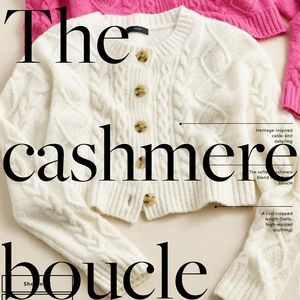 J. Crew Women's White Cashmere Boucle Sweater